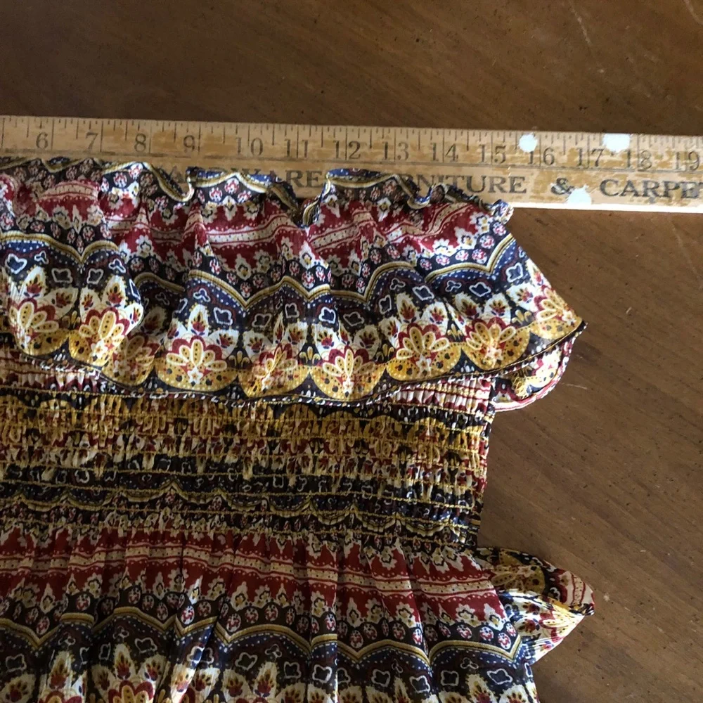 PREOWNED Belle Du Jour Multicolor Off-Shoulder Maxi Dress SZ L - Picture 6 of 6